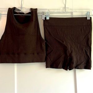 Skims sports bra and boy short set